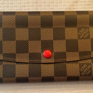 Louis Vuitton Checkered Wallet with Red Interior with Original Box & Dust Bag